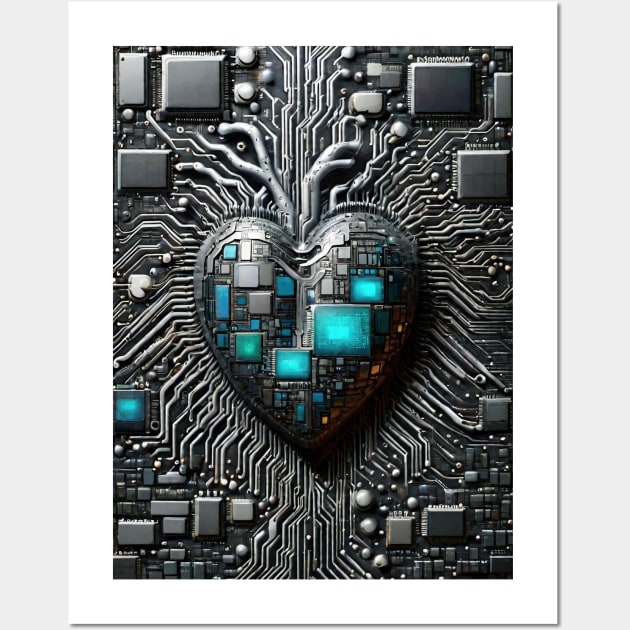 Valentine's Day CPU Motherboard Heart Wall Art by FurryBallBunny